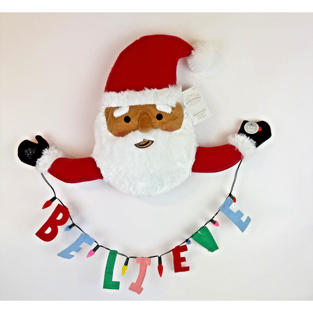 Wondershop Santa Pre-Lit Animated Musical Hanging BELIEVE Jingle Bells